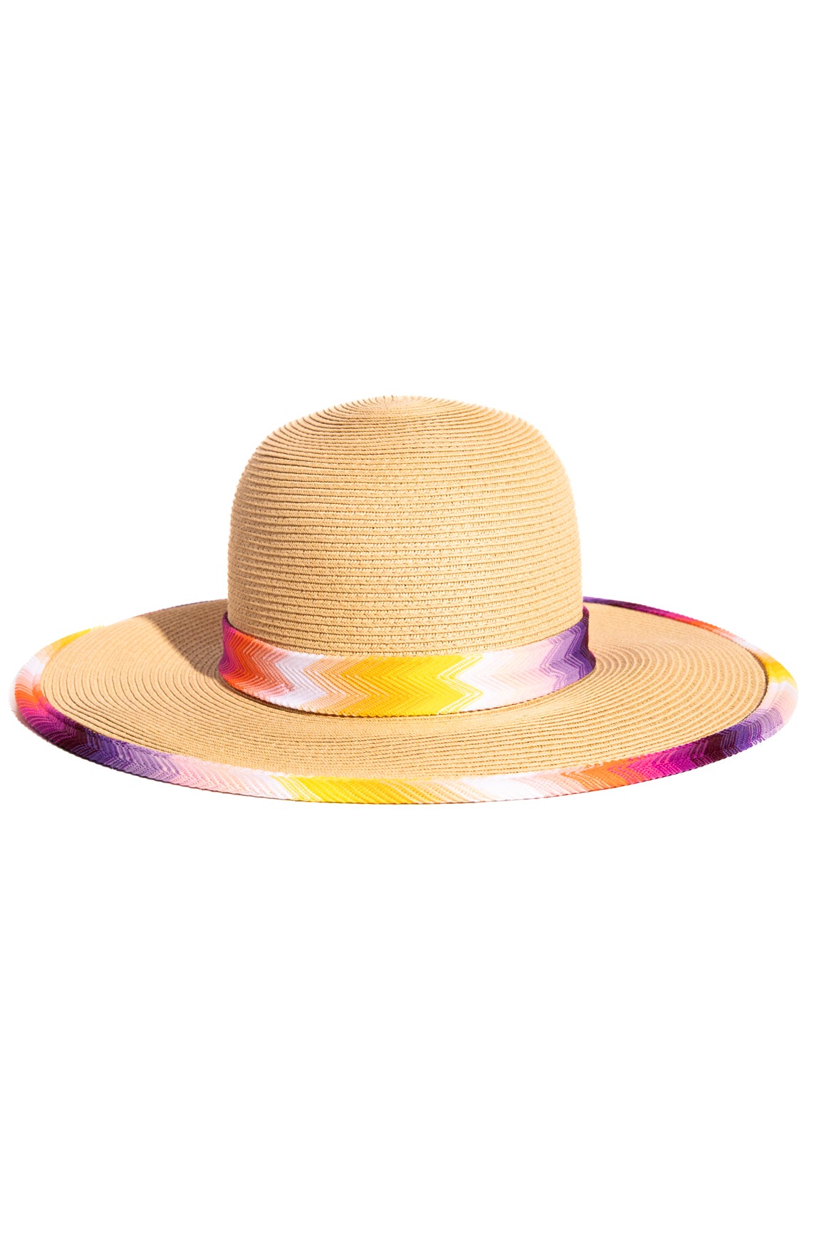 MISSONI Raffia Chevron Wide Straw Hat