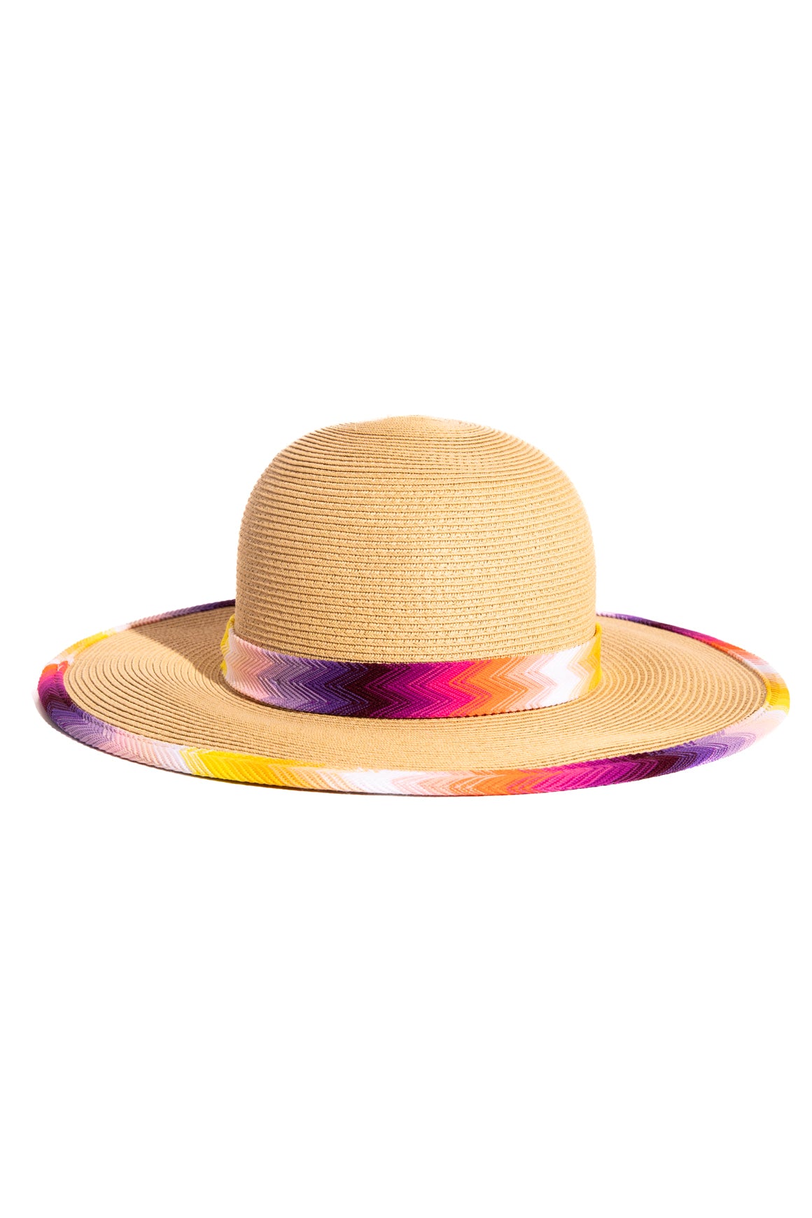 MISSONI Raffia Chevron Wide Straw Hat