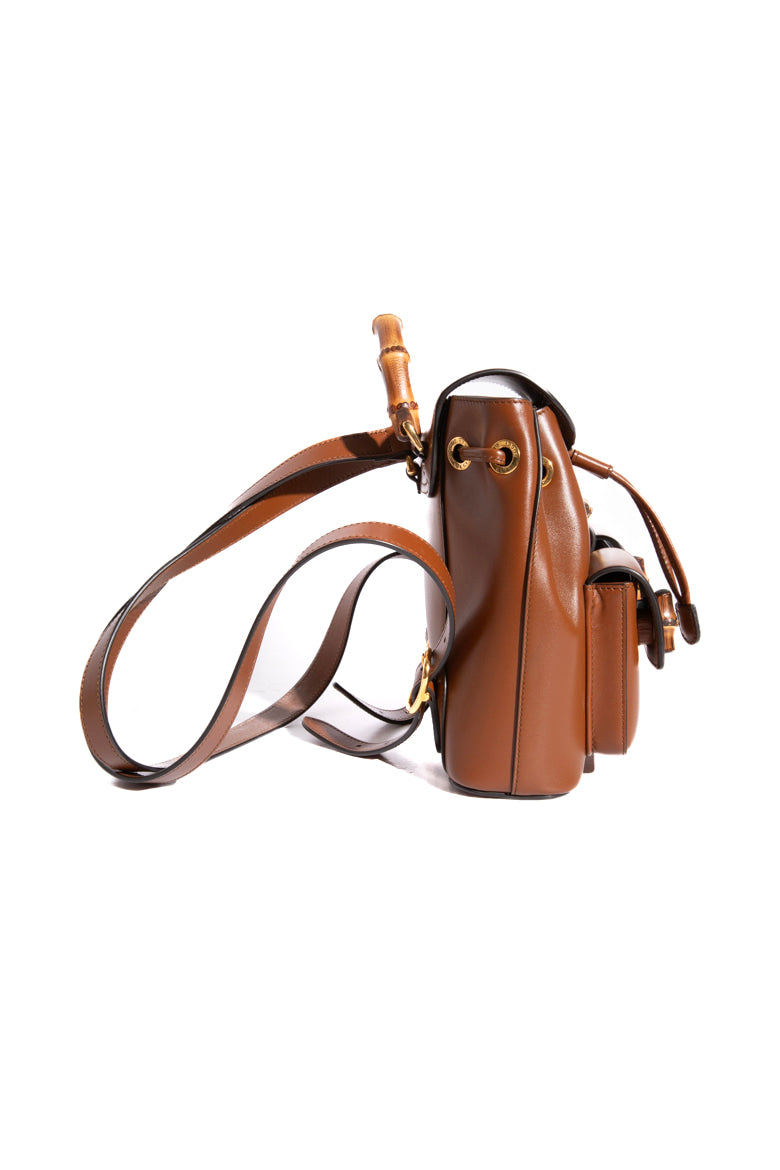GUCCI Brown Bamboo Calfskin Backpack