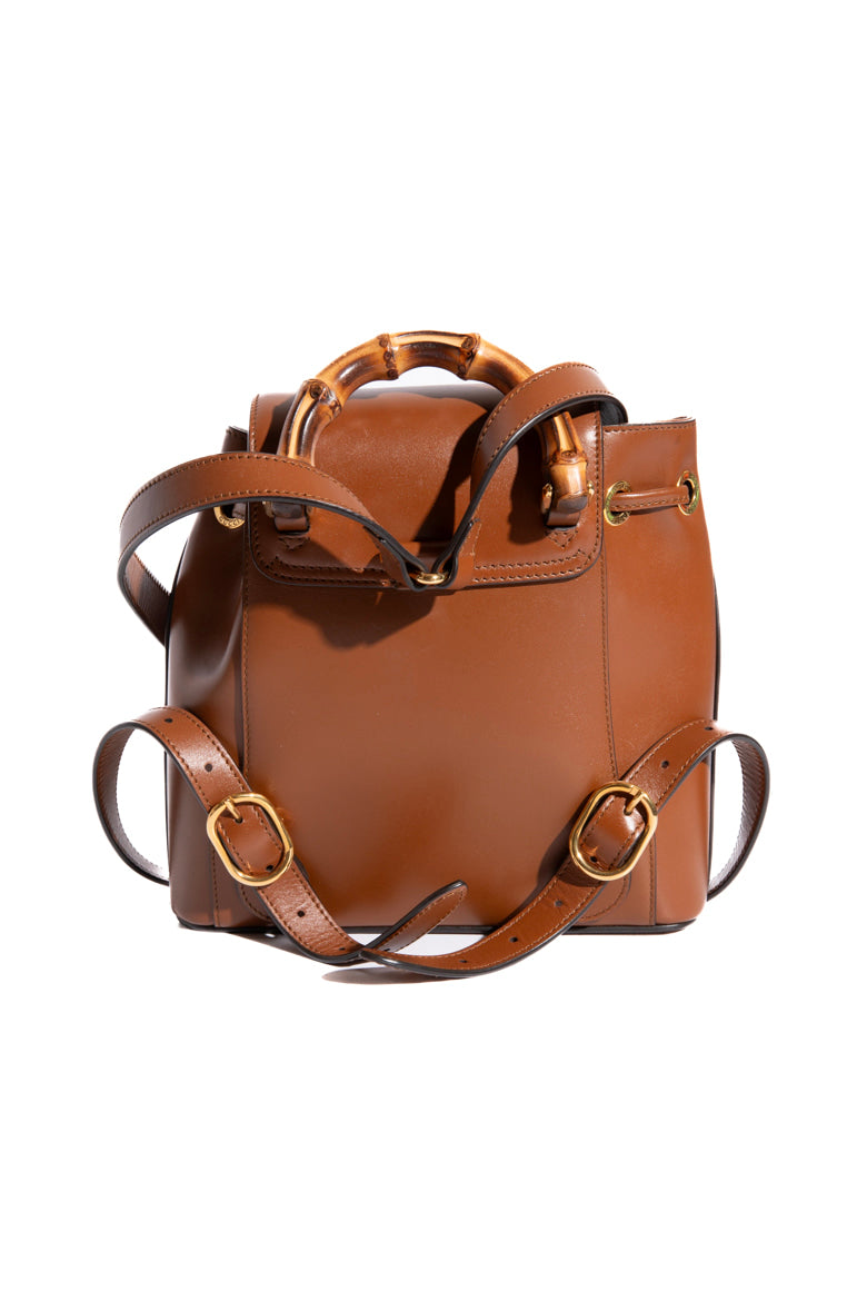 GUCCI Brown Bamboo Calfskin Backpack