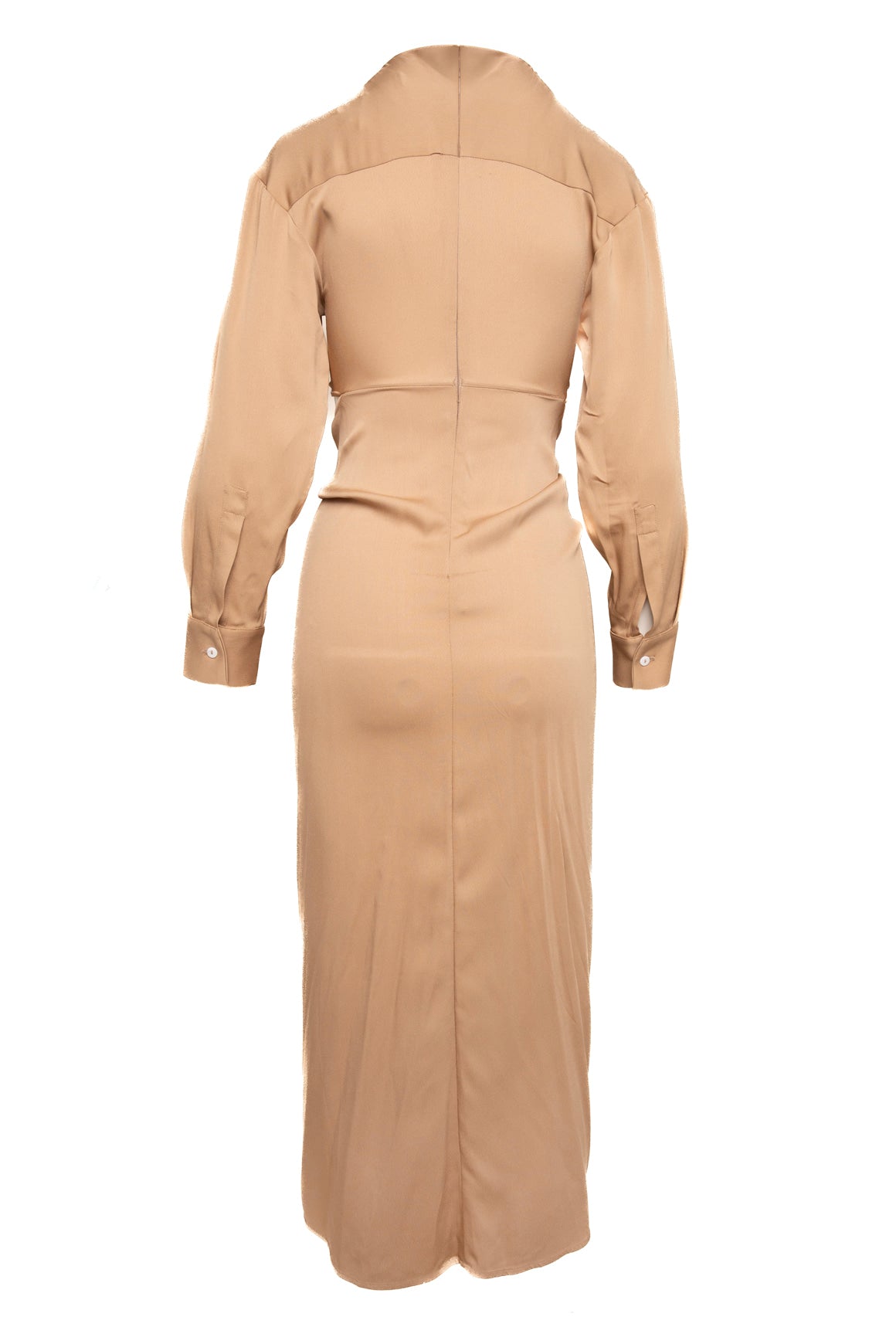 CHRISTOPHER ESBER Tan Satin Cut Out Maxi Dress (Sz. 4)
