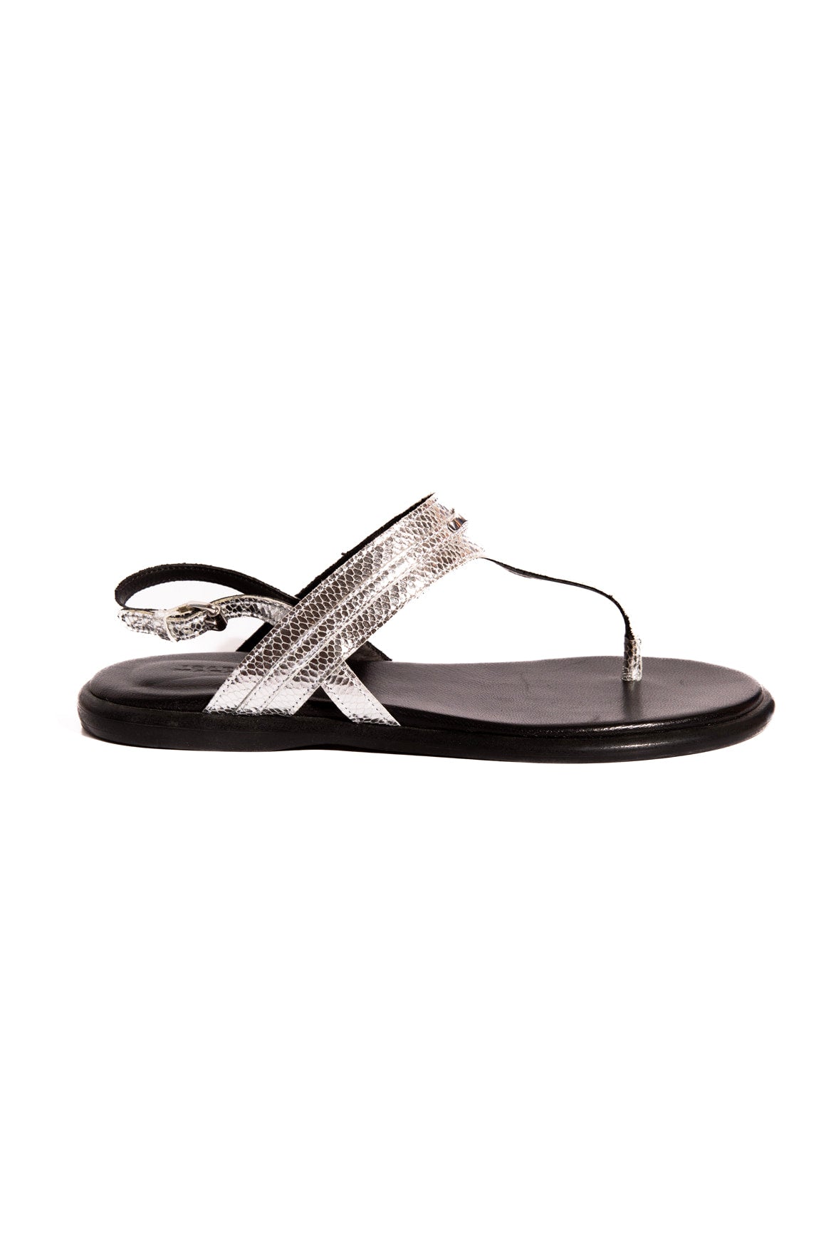 ISABEL MARANT Silver Embossed Thong Sandals (Sz. 38)