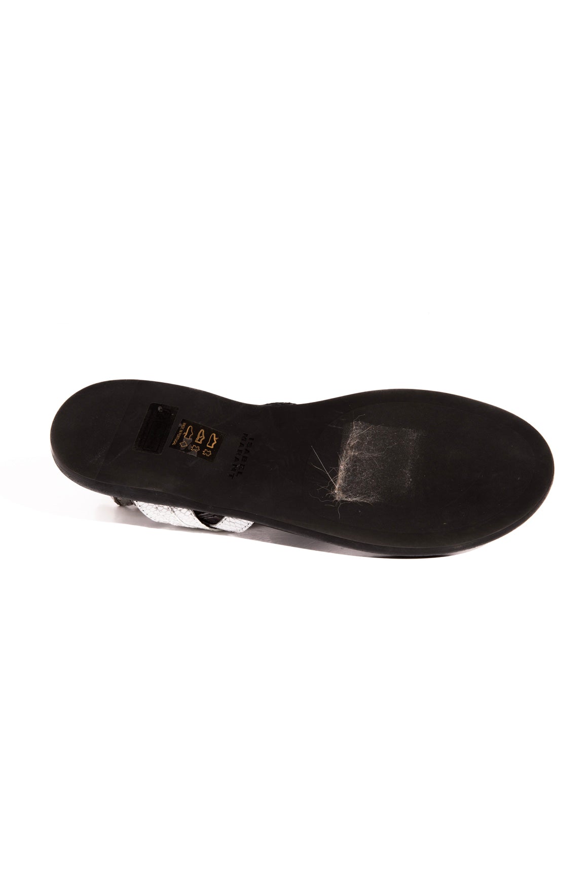 ISABEL MARANT Silver Embossed Thong Sandals (Sz. 38)