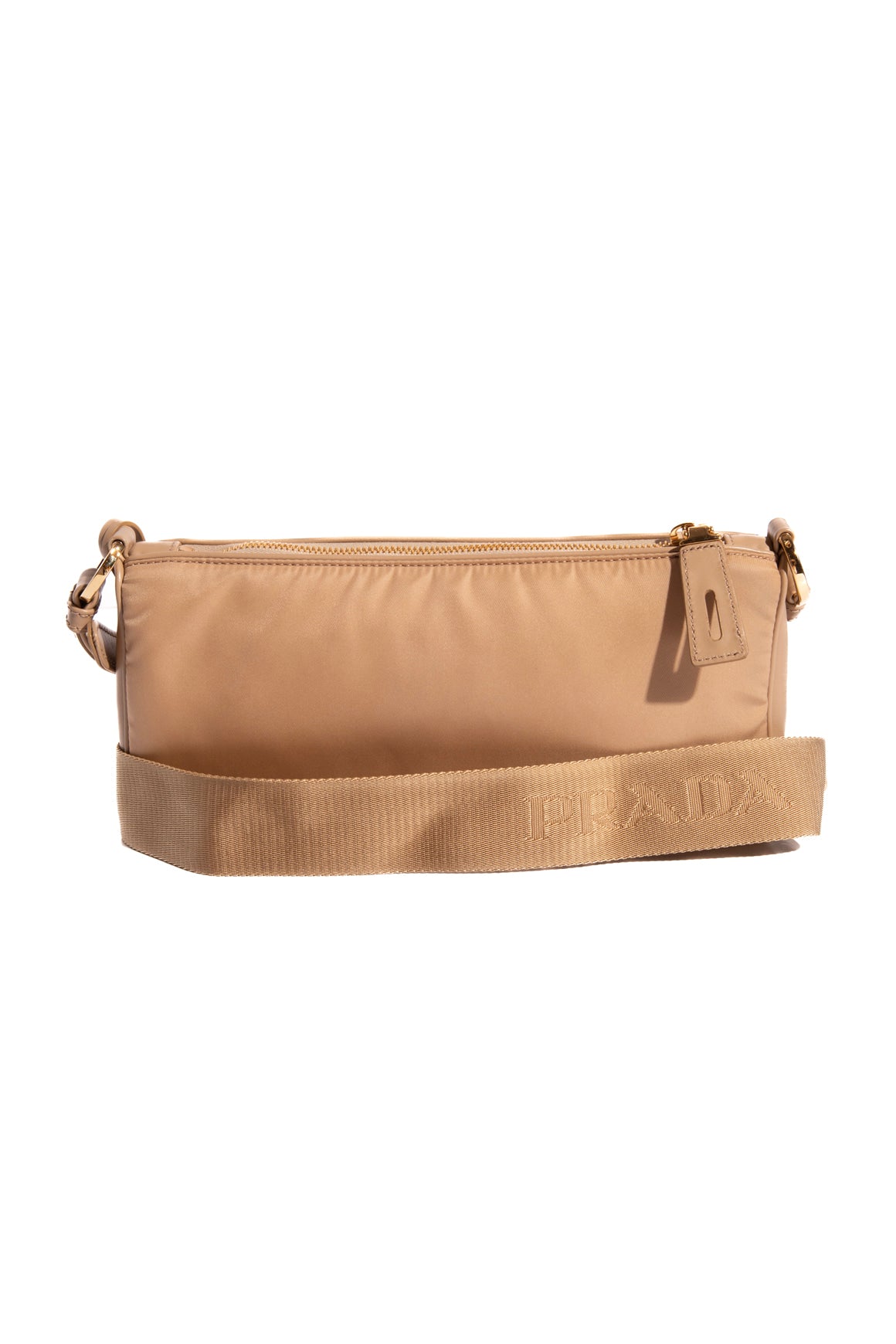 PRADA Tan Re-Nylon Padlock Shoulder Bag