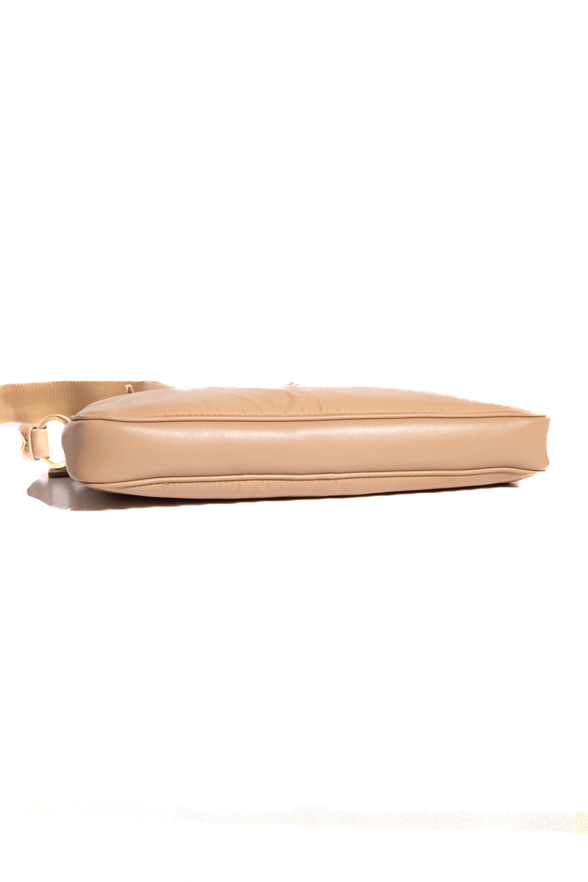 PRADA Tan Re-Nylon Padlock Shoulder Bag