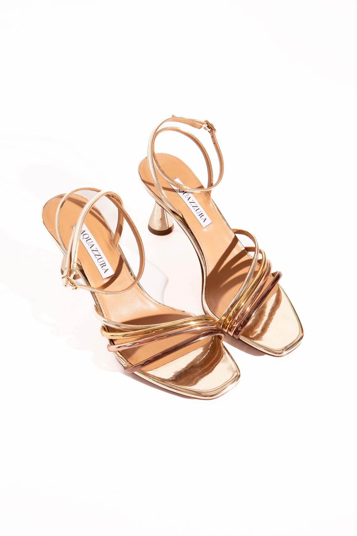 AQUAZZURA Gold Heeled Sandals (Sz. 37.5)