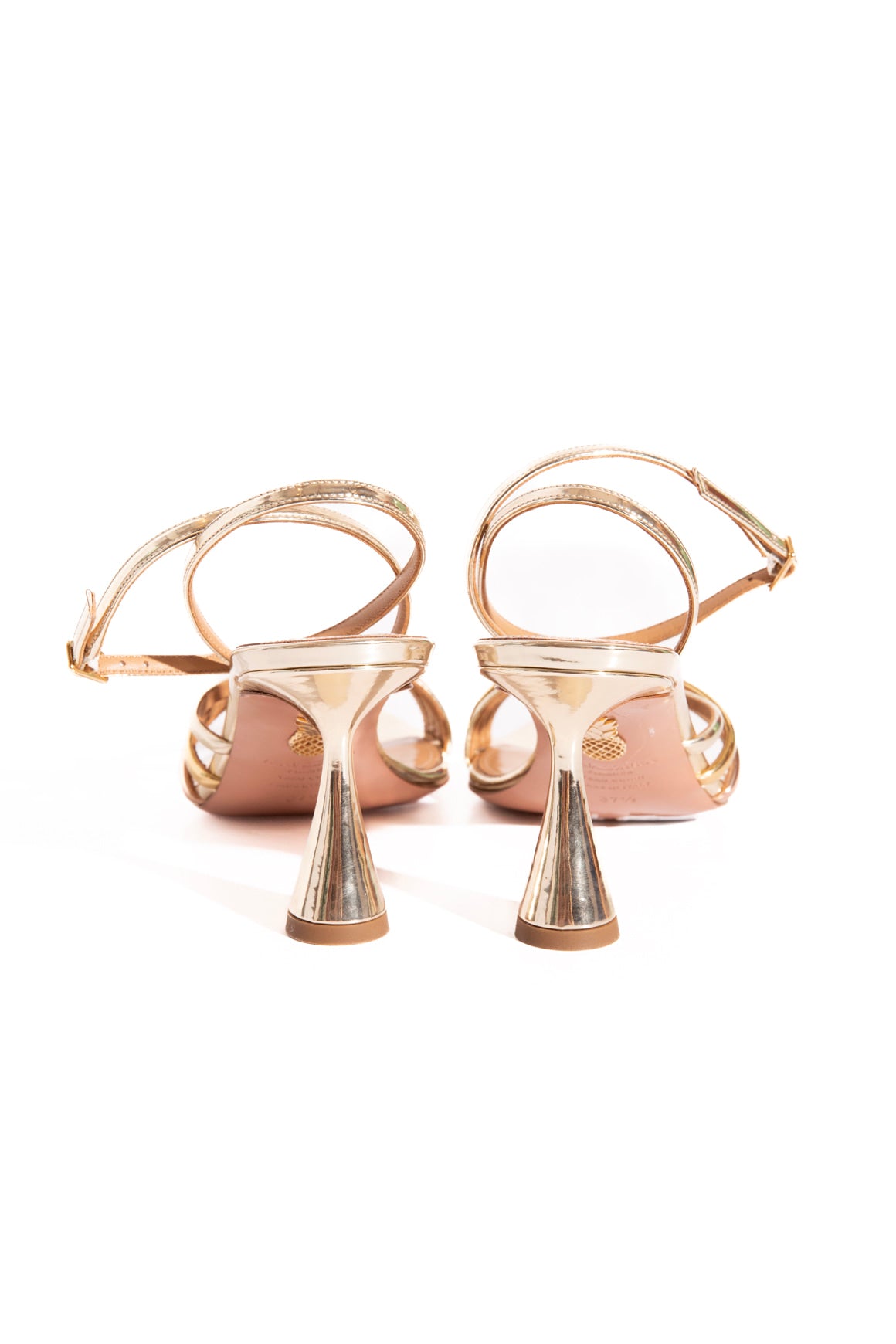 AQUAZZURA Gold Heeled Sandals (Sz. 37.5)