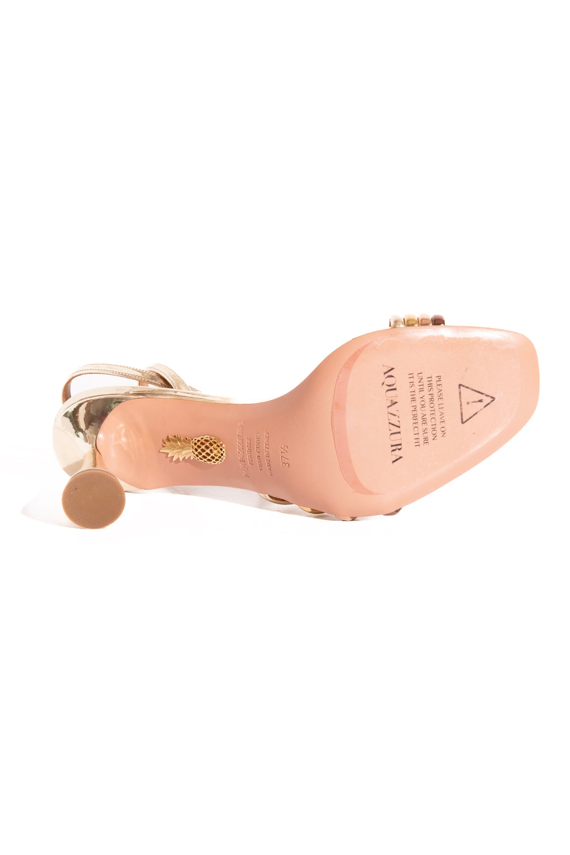 AQUAZZURA Gold Heeled Sandals (Sz. 37.5)