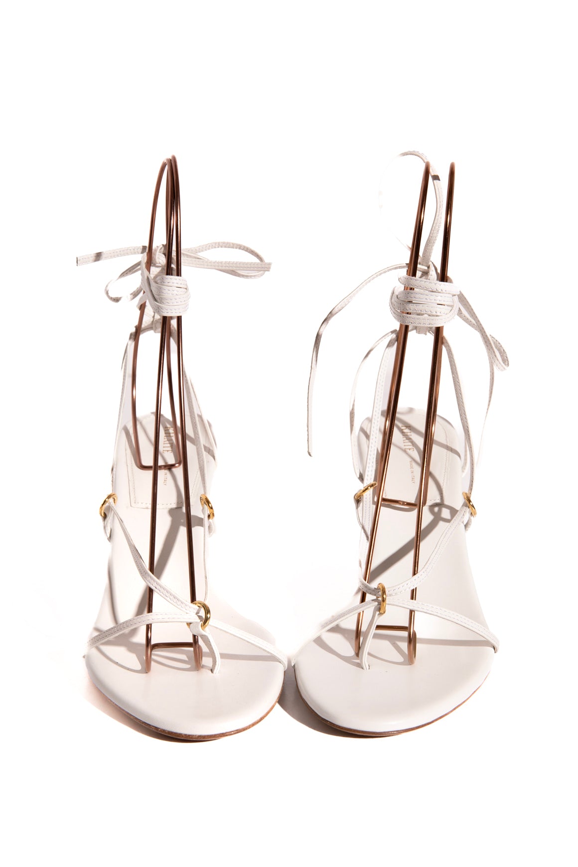 KHAITE White Strappy Wrap Kitten Heel Sandals (Sz. 38)