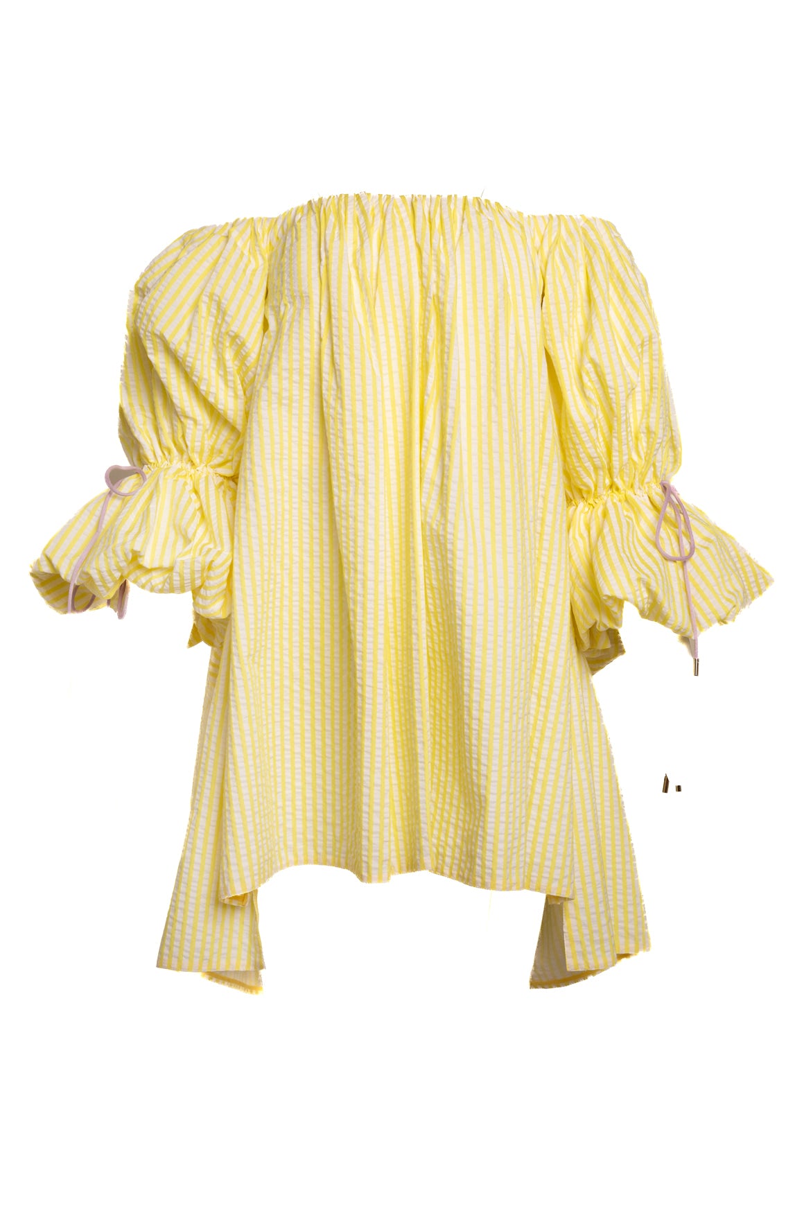 PRABAL GURUNG Yellow Seersucker Bardot Mini Dress (Sz. 2)