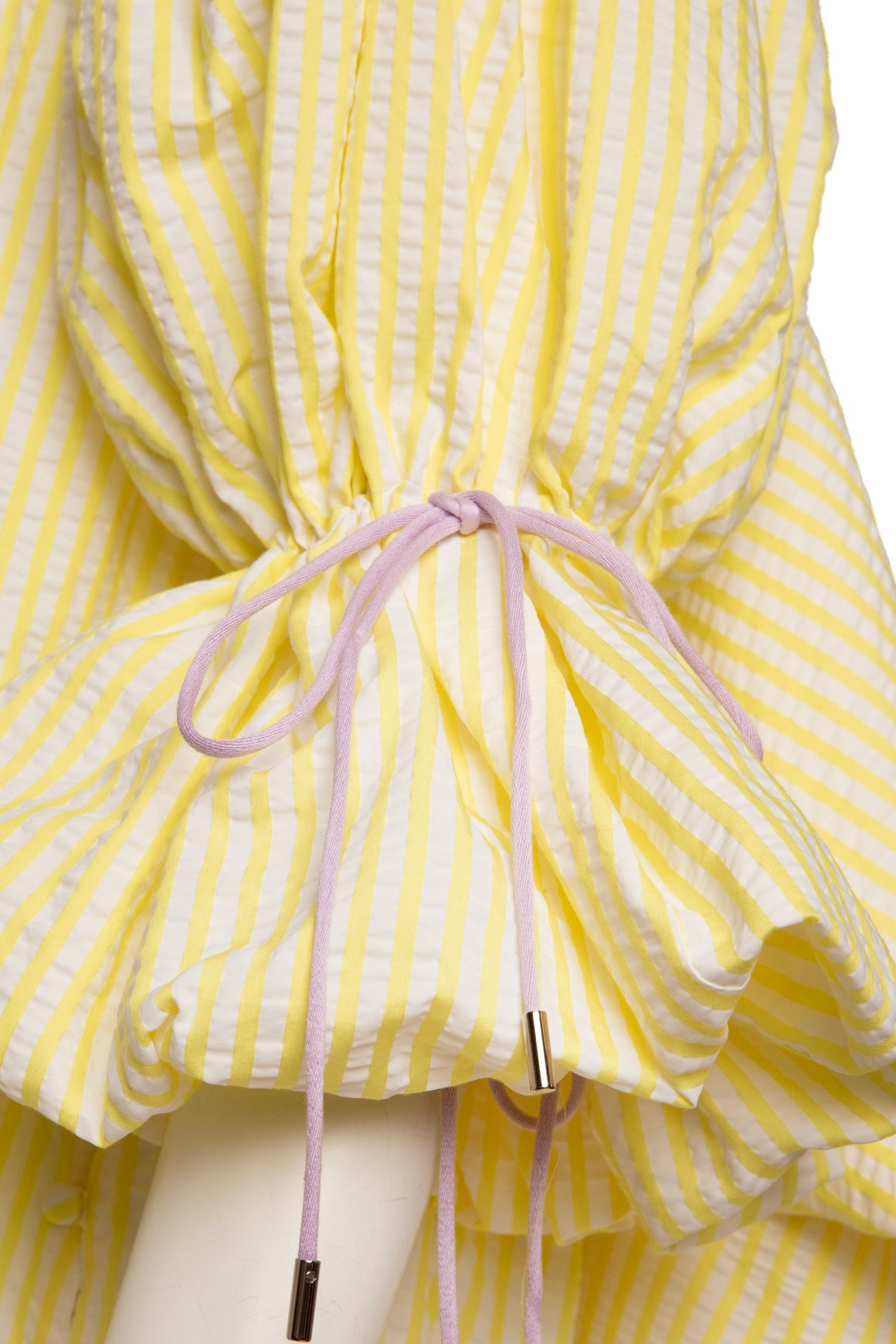 PRABAL GURUNG Yellow Seersucker Bardot Mini Dress (Sz. 2)