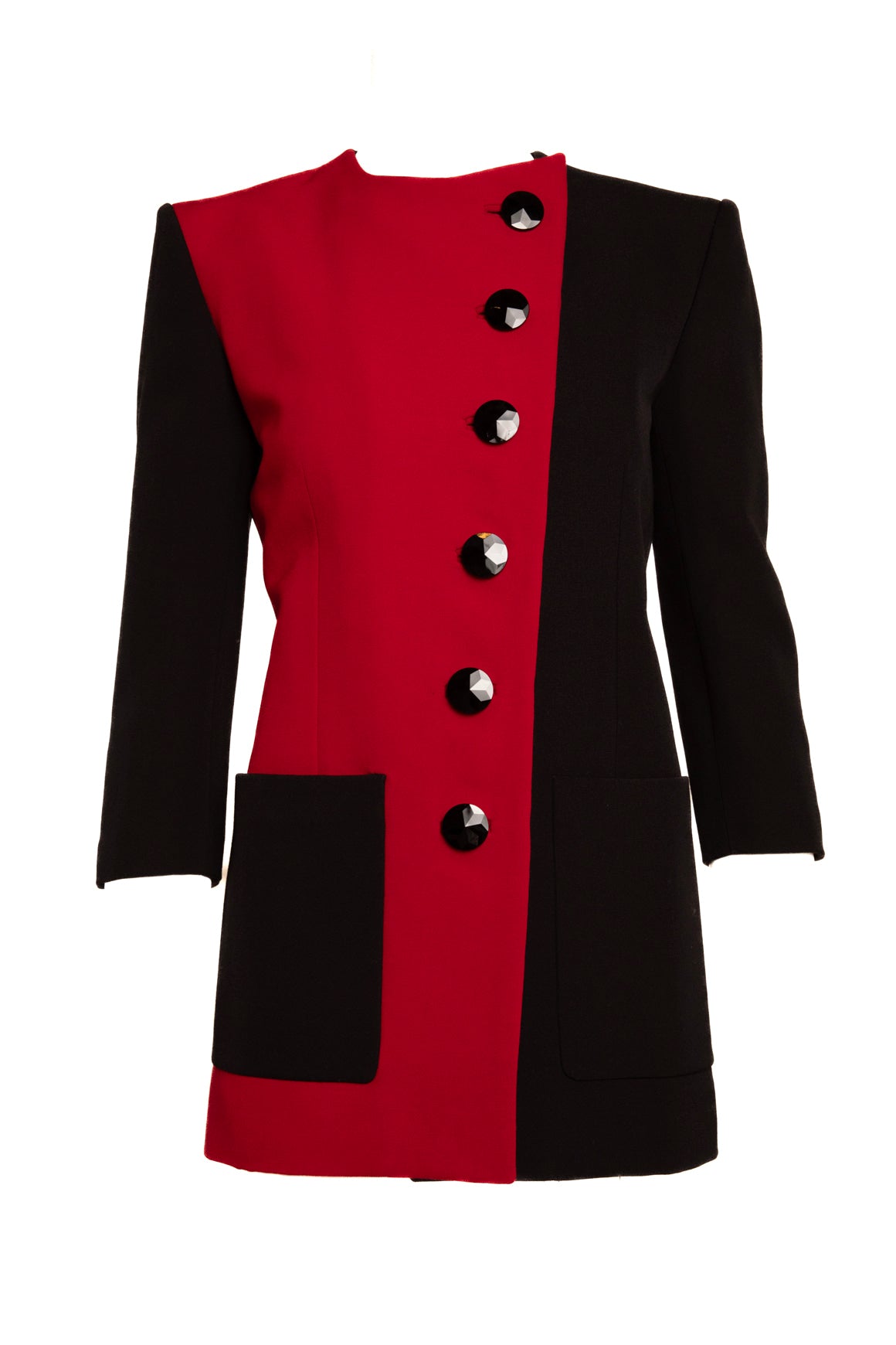 SAINT LAURENT Black & Red Split Wool Blazer (Sz. 36/4)