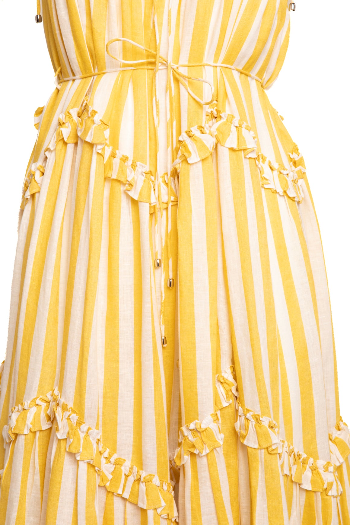 ZIMMERMAN Striped Ruffle Detail Midi Dress (Sz. 2)