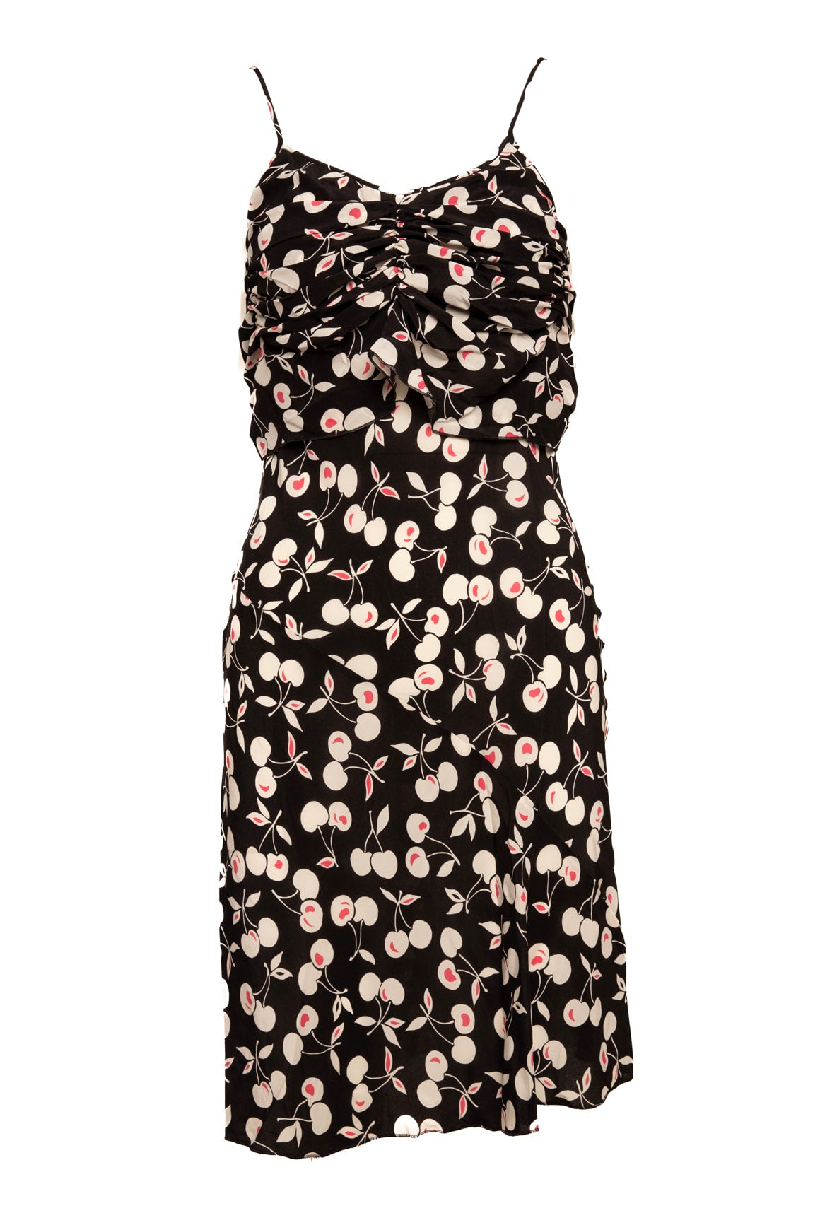 NINA RICCI Cherry Print Silk Midi Dress (Sz.2)