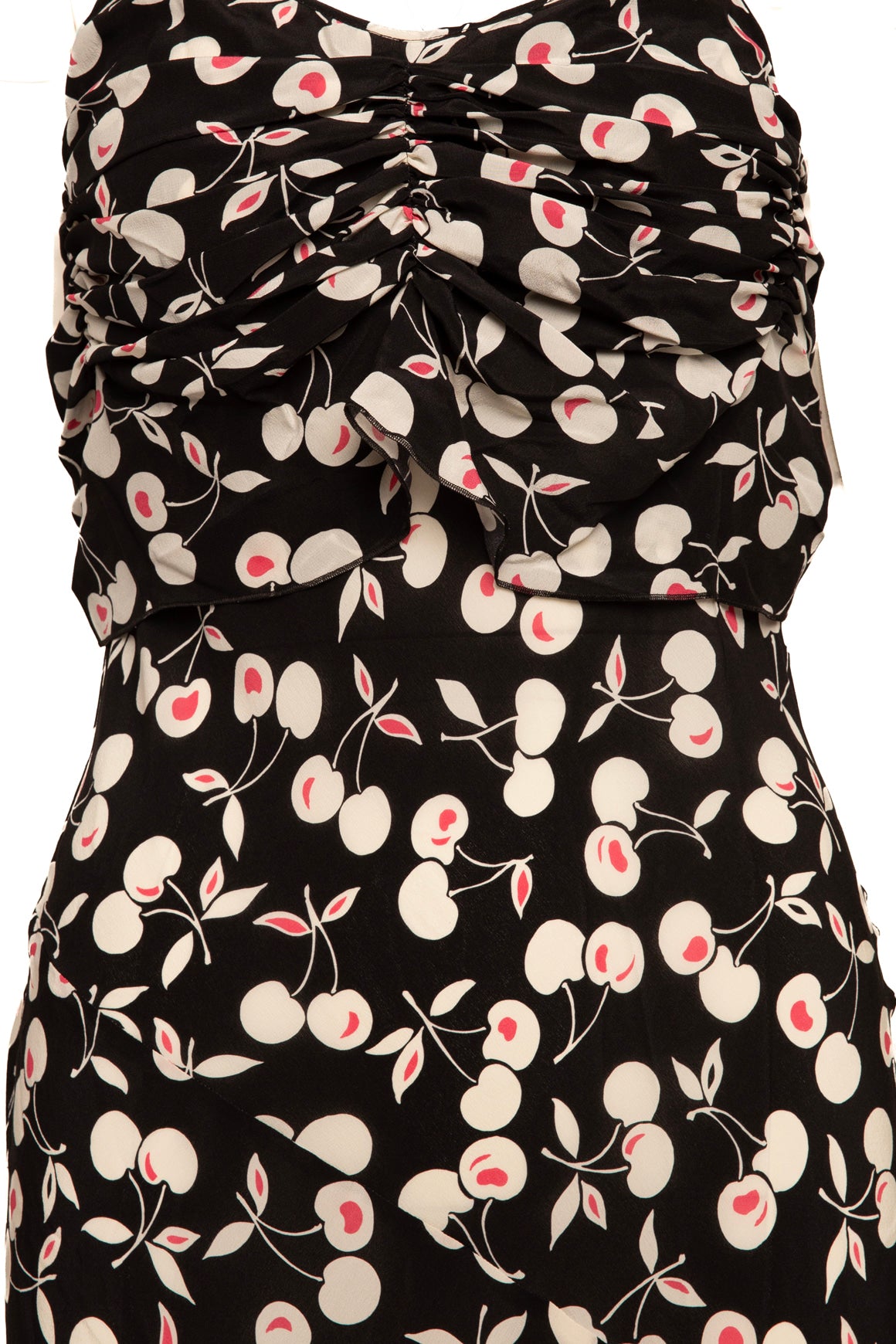 NINA RICCI Cherry Print Silk Midi Dress (Sz.2)