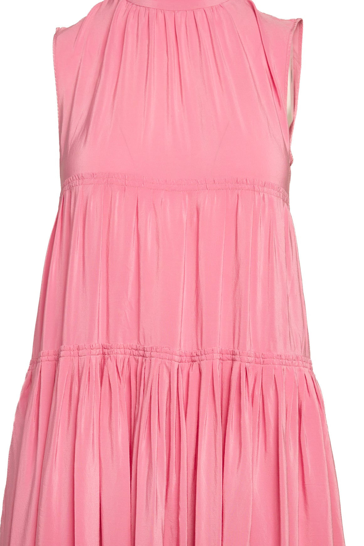 ROCHAS Pink Silk Mock Neck Tiered Maxi Dress (Sz.4)