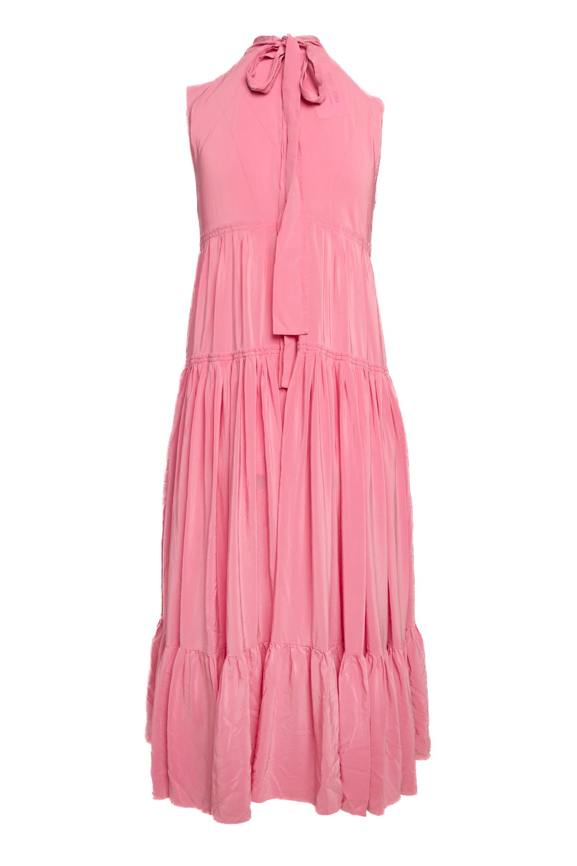 ROCHAS Pink Silk Mock Neck Tiered Maxi Dress (Sz.4)