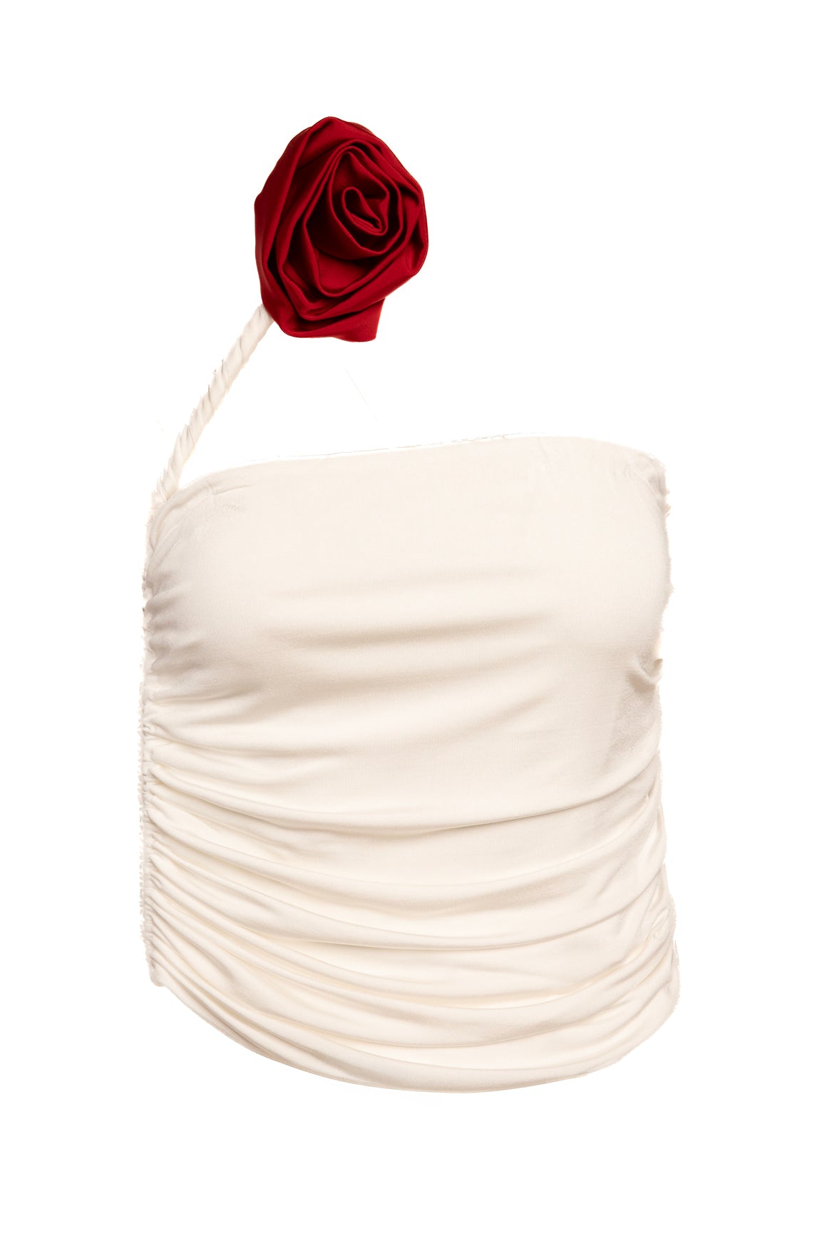 MAGDA BUTRYM White Ruched Rose Tube Top (Sz. 2)