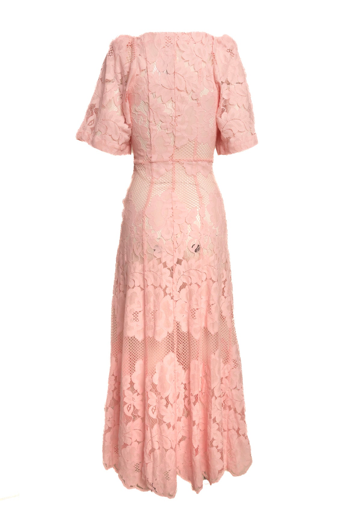 MR. LARKIN Baby Pink Lace Puff Sleeve Dress (Sz. XS)