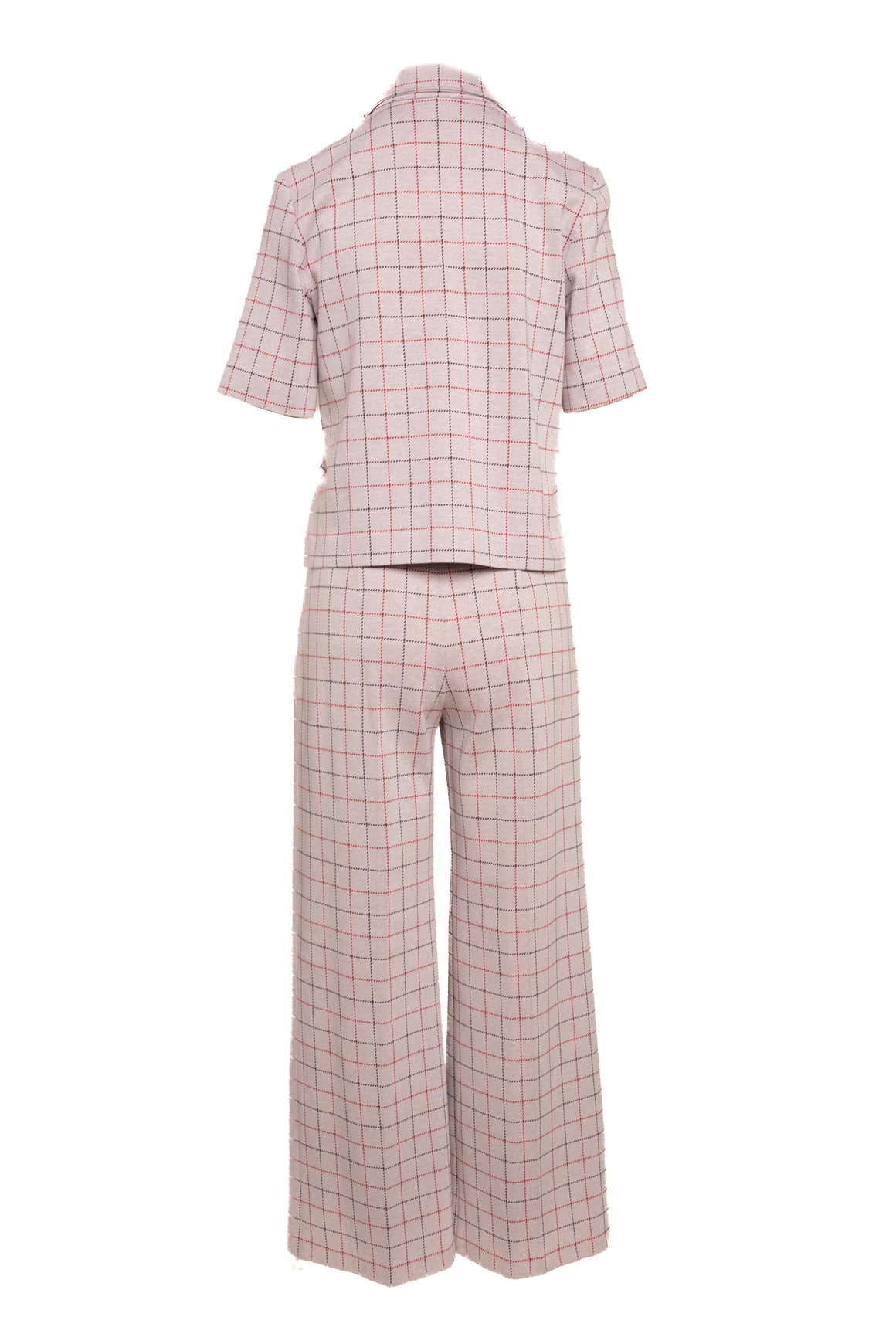 ROSETTA GETTY Grey Grid Print Knit Top & Pants Set (Sz. XS/S)