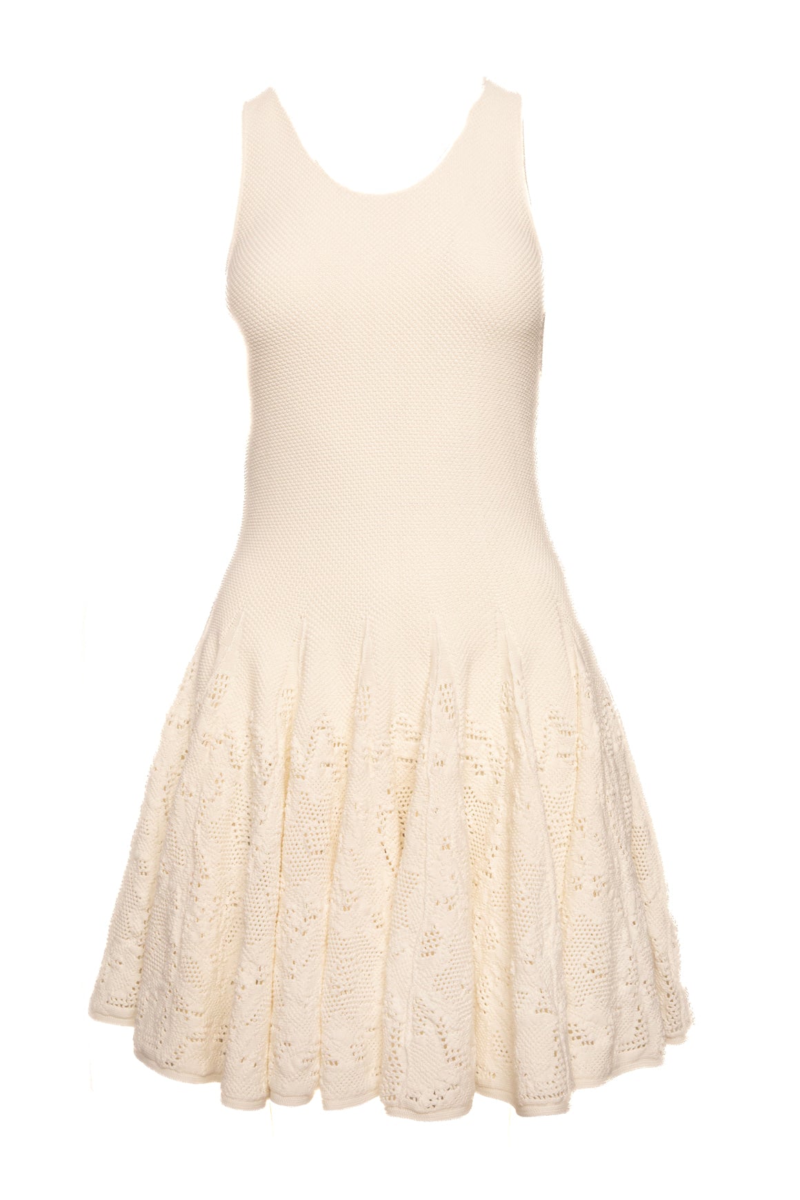ALAIA Cream Knit Drop Waist Mini Dress (Sz. 34/XS)